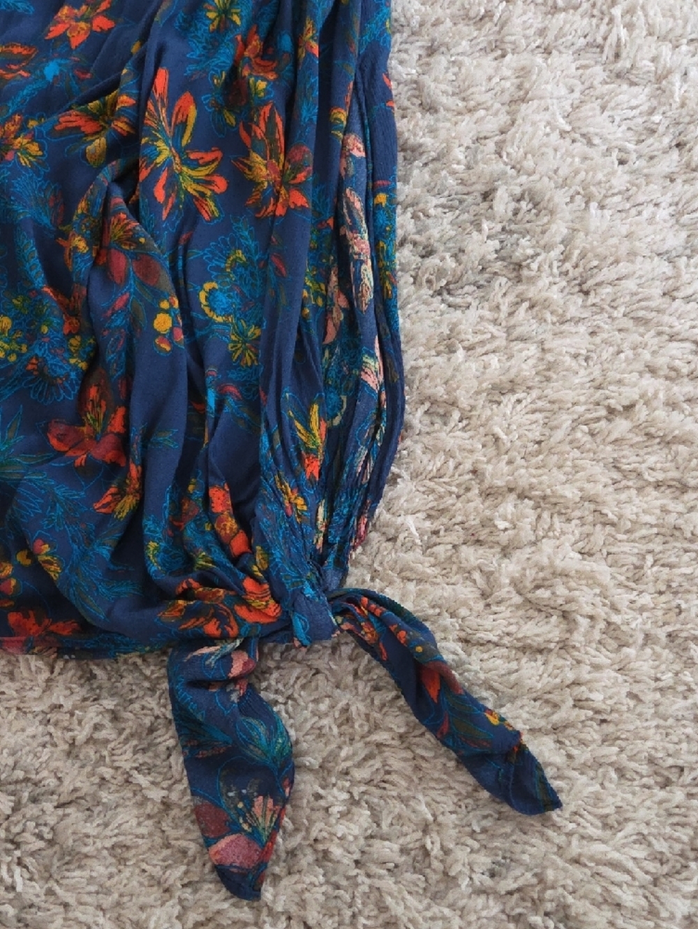 Free People Navy Floral Maxi Dress with Orange & Yellow Accents - Picture 5 of 5